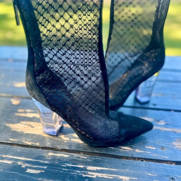 KENDALL + KYLIE Clear-Mesh Bootie Heels — Size 7 M, Super Edgy & Iconic - Picture 7 of 16